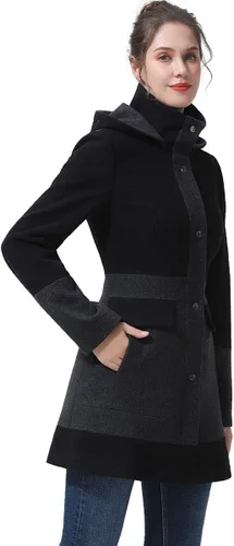 Vista 2 de BGSD Gia - Abrigo de lana con capucha para mujer (talla regular y grande y pequeña)