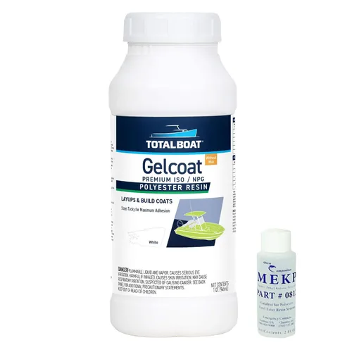 Vista 10 de TotalBoat Gelcoat marino para construcción de barcos, reparación y recubrimientos compuestos (blanco, galón con cera)