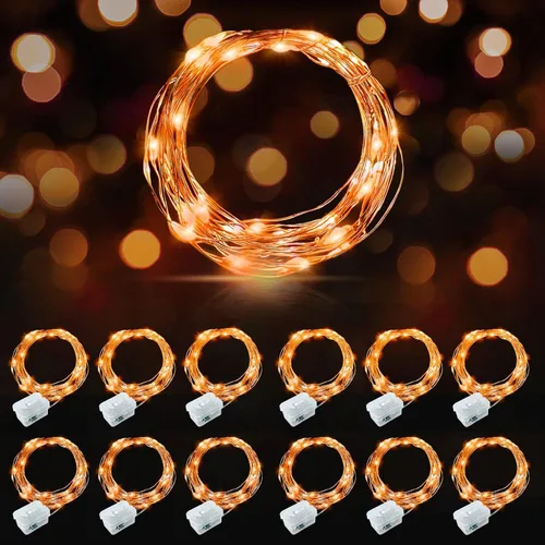 Vista 49 de AIKEI Paquete de 12 luces LED de hadas que funcionan con pilas, guirnaldas de luces impermeables de 7 pies, 20 luces LED de luciérnagas estrelladas