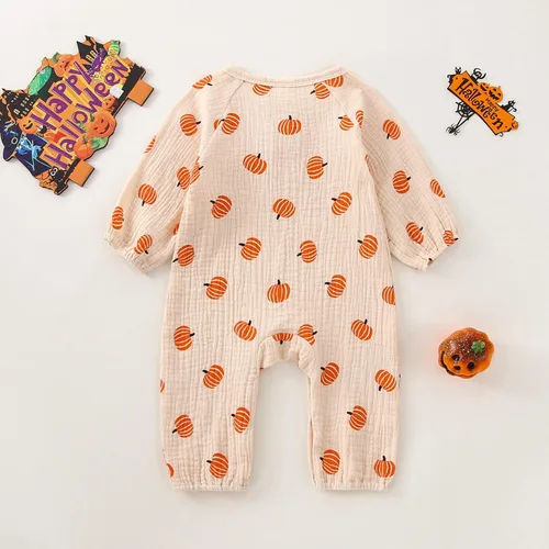 Vista 169 de Disfraz de Halloween para bebé niño y niña, mameluco de manga larga con diseño de calabaza, mameluco para Halloween