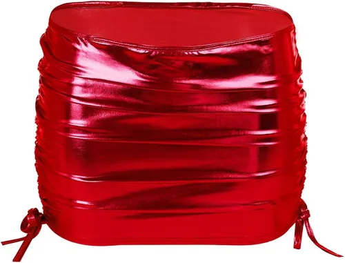 Vista 2 de Minifalda fruncida metálica brillante para mujer, aspecto húmedo, lencería micro corta, falda de baile, club, disfraz de noche
