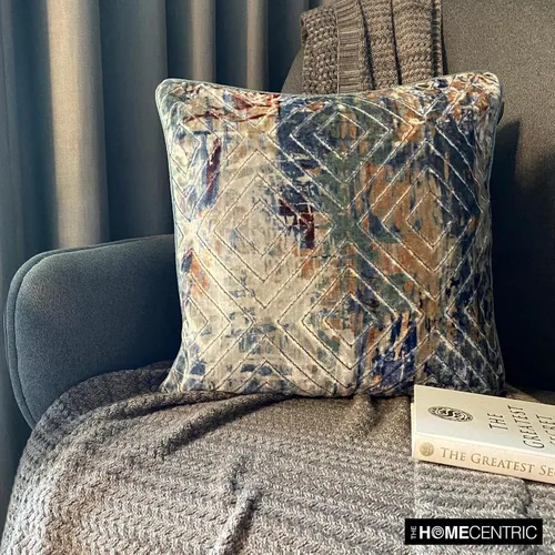 Vista 143 de The HomeCentric Funda de almohada con cremallera, funda de cojín azul de 12 x 12 pulgadas, funda de cojín de algodón bordado para sofá, diseño