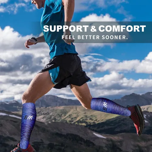 Vista 4 de Bluemaple Paquete de 6 calcetines de compresión de cobre para mujeres y hombres, el mejor apoyo para médicos, correr, enfermería, atletismo