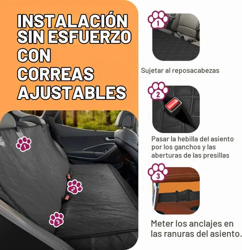 Vista 3 de Active Pets Funda de Asiento Trasero Beige XL para Perros, Hamaca para Coche, Protector Impermeable para Asiento Trasero de Camiones, Banco Trasero