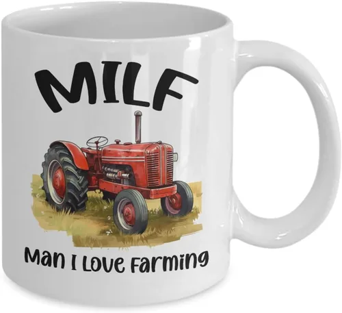 Vista 2 de Taza Milf Cup Man I Love Farmer Farmer, regalos para mujeres de granja, idea sexy para esposa, Farm Mom Life Tractor Mug Country Girl Girlfriend