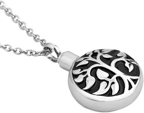 Vista 2 de CharmSStory Collar de urna de árbol familiar con colgante de cenizas de cremación