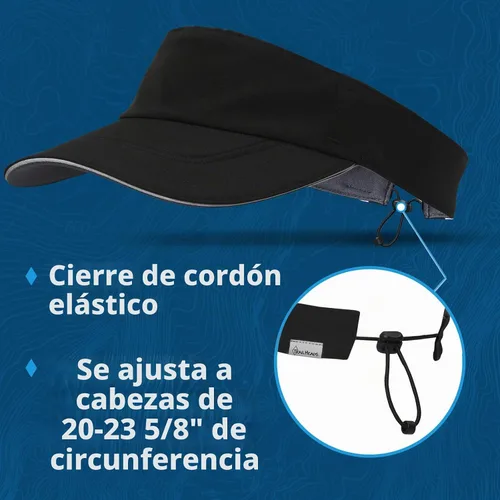 Vista 2 de TrailHeads Sombrero con visera solar de rendimiento para mujer, para correr Negro
