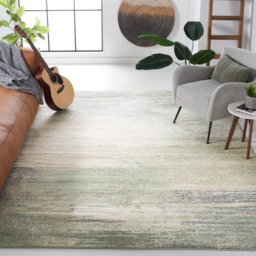 Vista 33 de SAFAVIEH Colección Adirondack Alfombra de Pasillo - 2'1" x 6', Marfil y Salvia, Diseño Abstracto Moderno, No Desprende Pelusa y Fácil Cuidado, Ideal
