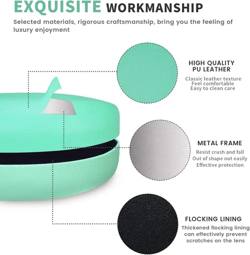 Vista 4 de molshine Funda rígida para gafas de sol, funda clásica grande para lentes de sol, lentes con paño de limpieza, bolsa