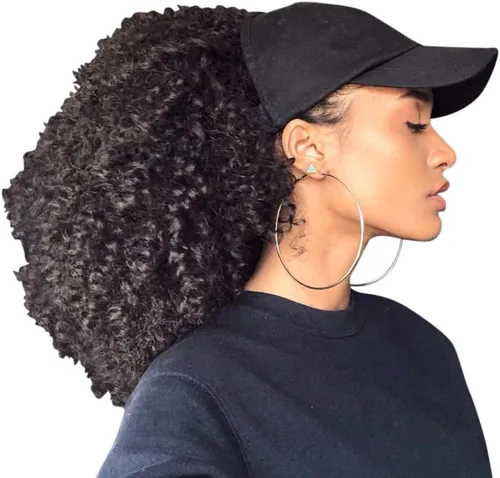 Vista 2 de CurlCap Gorra sin parte trasera para cabello natural, gorra de béisbol forrada de satén para mujer