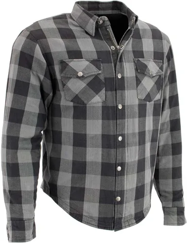 Vista 13 de Milwaukee Leather Camisa de montar de franela blindada a cuadros para hombre con refuerzo de fibra de aramida y armadura extraíble CE - S
