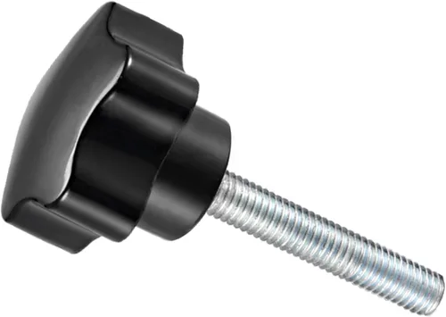 Vista 28 de Perillas de sujeción de estrella, rosca macho M5 x 0.984 in, cabeza de 0.945 in, mango de tornillo de pulgar de plástico, perno roscado, color negro