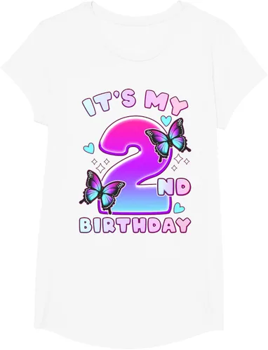Vista 26 de Camiseta de 2º cumpleaños para niña de 2 años con mariposas y número 2 Negro