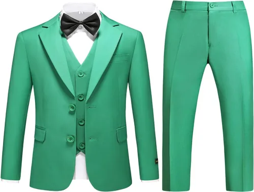 Vista 17 de Boys Suits Slim Fit Formal 3 Piece Kid Wedding Prom Ring Bearer Outfit Negro