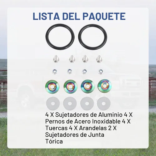 Vista 5 de Kit universal de sujetadores de liberación rápida Jmdspeed, para camiones, defensa, palanquilla, universal, CNC, Neo cromo