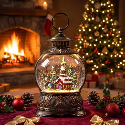Vista 20 de Linterna de globo de nieve de Navidad con Clara y la Suite Cascanueces, escena operada por batería o USB, luz musical, decoración festiva iluminada