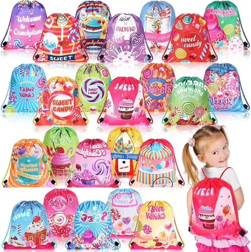 Vista 28 de Sweetude 24 bolsas de regalo de fiesta Let's Glow con cordón, decoración para niñas, niños, cumpleaños, bodas, fiestas