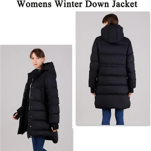 Vista 2 de Women's Thickened Down Jacket - Winter Hooded Short Puffy Packable Jacket, Warm Puffer Down Coat for ChristmasGift