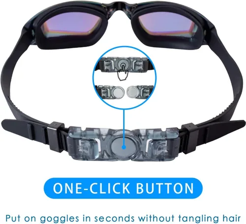 Vista 5 de Keary Paquete de 2 gafas de natación antivaho para adultos, jóvenes y niños mayores de 6 años, gafas de triatlón impermeables contra los rayos UV