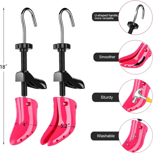 Vista 2 de UHIAGREE Ensanchador de zapatos para mujeres y hombres, árbol de botas de zapatos ajustable de 4 vías, con bolsa de transporte y cuerno de zapatos