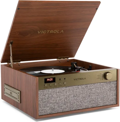 Vista 11 de Victrola Century 6-en-1 Reproductor de discos de vinilo y centro de música – Tocadiscos de 3 velocidades, reproductor de CD y cassette, VINYLSTREAM