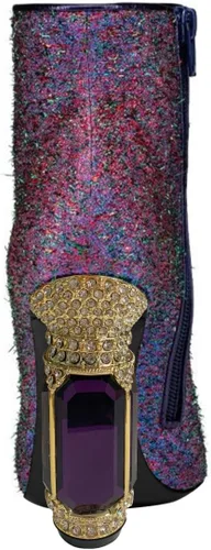 Vista 124 de FSJ Botas de tacón alto con punta puntiaguda para mujer, con tacón alto, con cremallera lateral brillante, estilo casual, para uso diario, zapatos