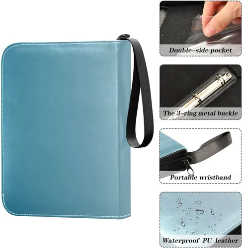 Vista 4 de Carpeta de tarjetas comerciales azules de degradado con fundas para tarjetas comerciales