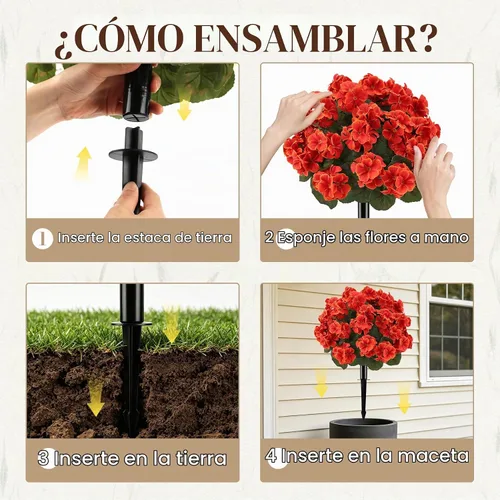 Vista 7 de 2Pcs Artificial Fall Flowers for Outdoors Fake Geranium Plant Topiary Balls