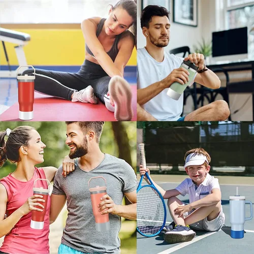 Vista 5 de 2 piezas de funda protectora de silicona para Stanley, compatible con el vaso Stanley de 20-40 oz y la botella de agua Hydro Flask de 12-24 oz