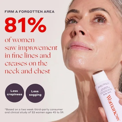 Vista 2 de Womaness Suero Reafirmante de Cuello - Hidrata, Levanta y Suaviza con Aplicador de Rodillo Enfriante y Masajeador - Crema para Mujeres para Suavizar