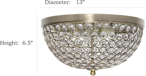 Vista 3 de Diseños elegantes FM1000-ABS Lámpara de techo de cristal en forma de elipse de 13 pulgadas moderna de metal con 2 luces en forma de cuenco