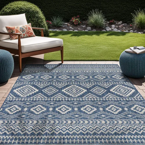 Vista 2 de Beverly Rug Waikiki Boho - Alfombra bohemia para interiores y exteriores, 5 x 7 pies, alfombra lavable para exteriores para patio, terraza, porche