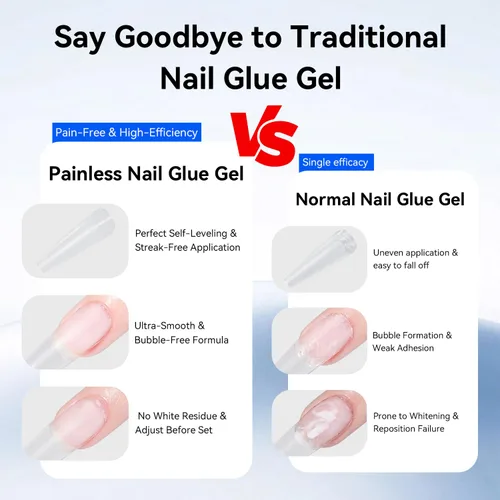 Vista 3 de JODSONE Gel de pegamento de uñas 4 en 1 de 0.5 onzas líquidas para puntas de uñas, pegamento de extensión de larga duración para puntas de uñas