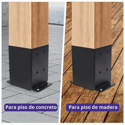 Vista 6 de 4x4 Base de poste de 4 piezas, (Tamaño interno 3.5"x3.5") Soporte de poste de valla de madera para pérgola, anclaje de poste recubierto en polvo