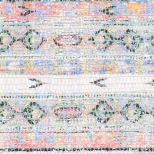 Vista 4 de SAFAVIEH Saffron Collection - Alfombra decorativa de 2 pies 3 pulgadas x 3 pies 9 pulgadas, color crema y azul, hecha a mano de algodón desgastado