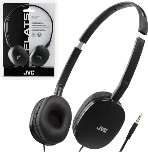 Vista 13 de JVC Flats - Auriculares plegables y coloridos con control remoto y micrófono, 3.94 pies, chapado en oro de 0.138 in, enchufe delgado, HAS160MA