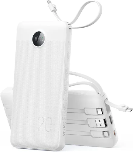 Vista 11 de VRURC Cargador portátil 4-Cables integrados 20000mAh Banco de energía de Negro
