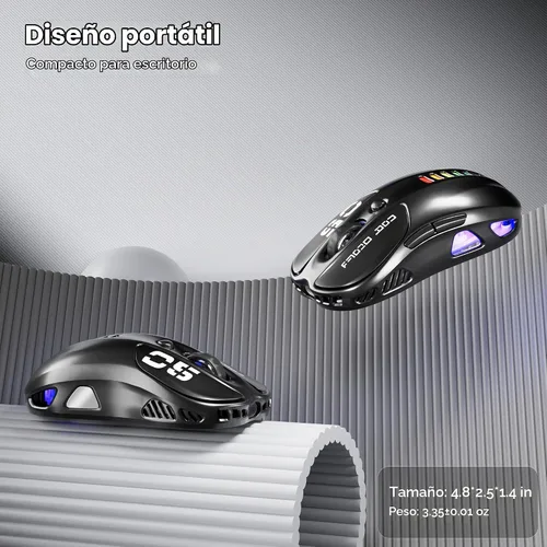 Vista 7 de Uciefy Ratón Bluetooth inalámbrico, Ratón LED recargable para portátil