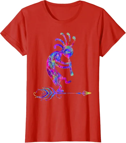 Vista 80 de Native American Kokopelli With Feather 2 - Camiseta Fan Fun, Negro, S