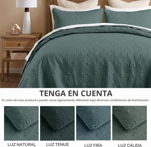 Vista 8 de Madison Park Juego de Colcha Reversible con Damasco Acolchado de Tamaño Grande, Colchas Rellenas de Algodón Queen Extragrande, Todas las Estaciones