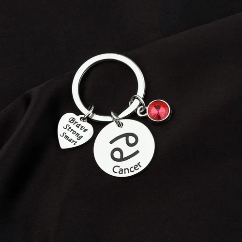 Vista 3 de bobauna Llavero de disco de constelación del zodiaco con 12 piedras natales, horóscopo, joyería de astrología, regalo para familiares y amigos