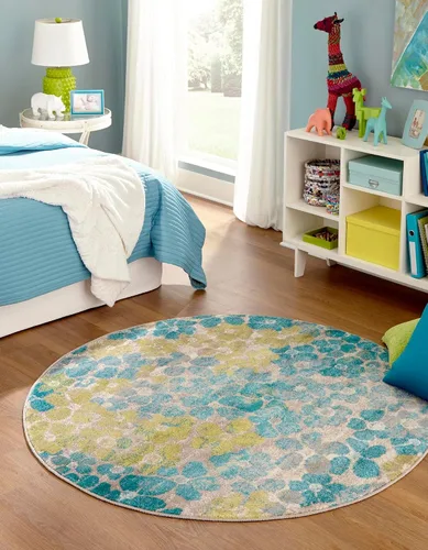 Vista 11 de Unique Loom Azalea Collection - Alfombra de área - Encore (Runner 2' 0" x 6' 0", azul/marfil)