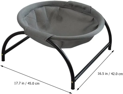 Vista 9 de Happyyami Cama elevada transpirable para mascotas para gatos y perros pequeños, hamaca de enfriamiento con marco de hierro, diseño resistente