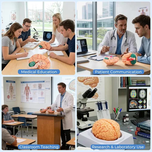 Vista 5 de Modelo de cerebro humano, modelo de anatomía cerebral magnética desmontable de tamaño natural de 8 partes, 32 estructuras cerebrales numeradas