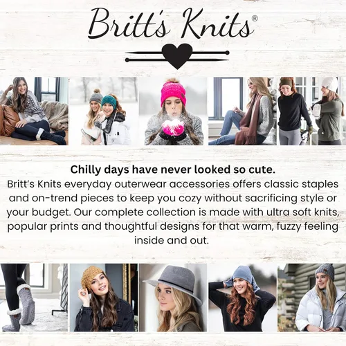 Vista 6 de Britt's Knits Gorro de punto para mujer Mainstay para clima frío, doble capa, estilo clásico, con puños, talla única