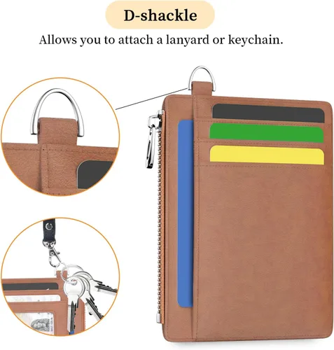 Vista 6 de Hancynir Cartera delgada para mujer con soporte para tarjetas de crédito RFID, pequeña mini funda para tarjetas con bolsillo frontal de PU, cartera