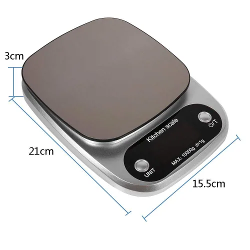 Vista 7 de Báscula de alimentos de cocina, báscula electrónica de alimentos de cocina 22.0 lbs/1G Digital Lcd Alimentos Die Cálculo Pesaje Balanza Balanza Sin