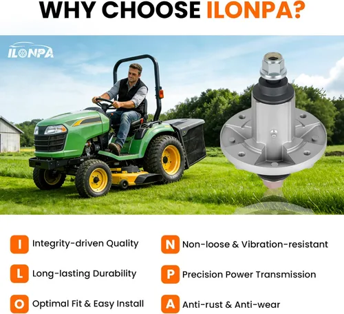 Vista 9 de ILONPA Kit de reconstrucción de cubierta de 48 pulgadas GY20454 Conjunto de husillo para John Deere D140 LA130 D140 D150 E140 E150, incluye husillo
