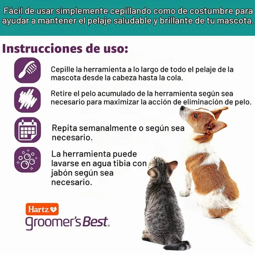 Vista 14 de Hartz Groomer's Best Fur Fetcher De-Shedder - Cepillo para perro, color negro