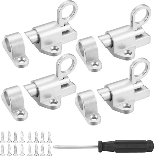 Vista 10 de 4 pestillos de cierre automático, pestillo de puerta de resorte para valla de madera, pestillos automáticos de puerta resistentes de seguridad, Negro